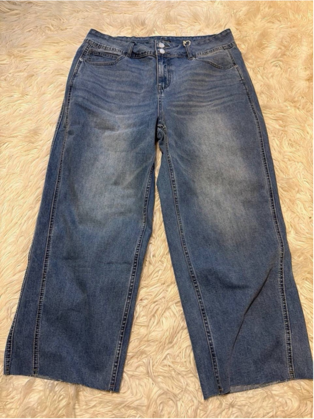 Flamingals Cropped Leg Dual Button Women’s Jeans 2XL